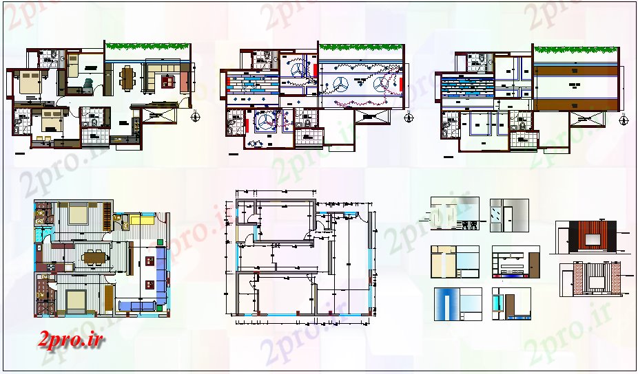 دانلود نقشه خانه مسکونی ، ویلا طراحی داخلی طرحی خانه با جزئیات 9 در 10 متر (کد64846)