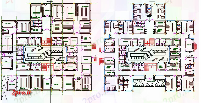 دانلود نقشه بیمارستان - درمانگاه - کلینیک بیمارستان با 260 طرحی طبقه تخت جزئیات 22 در 40 متر (کد64852)