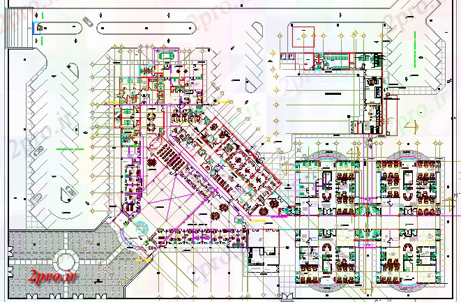 دانلود نقشه بیمارستان - درمانگاه - کلینیک چند طبقه 30 تخت معماری بیمارستان 94 در 121 متر (کد64868)