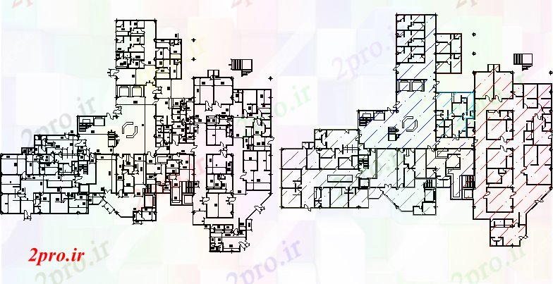 دانلود نقشه بیمارستان -  درمانگاه -  کلینیک طبقه اول و طرحی طبقه دوم مراقبت های بهداشتی مرکز (کد64881)