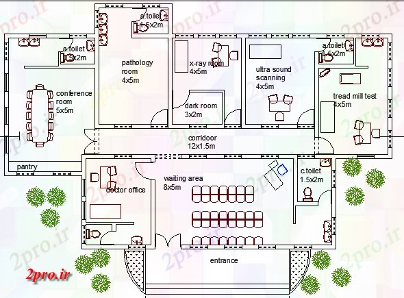 دانلود نقشه هتل - رستوران - اقامتگاه مهمان خانه برای کارکنان بیمارستان طرحی معماری 15 در 22 متر (کد64920)