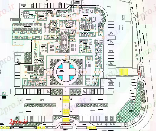 دانلود نقشه بیمارستان - درمانگاه - کلینیک رانندگی مرکز بهداشتی درمانی پروژه معماری 75 در 89 متر (کد64921)