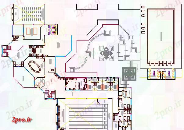 دانلود نقشه باشگاه طرحی معماری شهرستان خانه باشگاه 45 در 194 متر (کد64922)