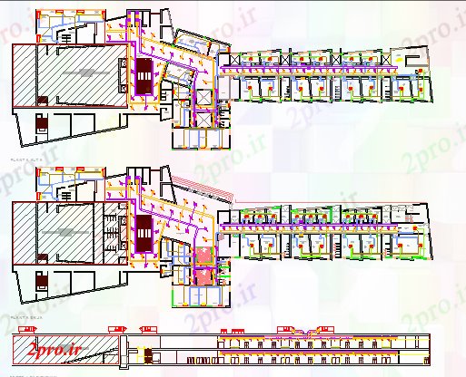دانلود نقشه ساختمان دولتی ، سازمانی شهرستان سالن سالن اصلی نما و کف طرح 21 در 62 متر (کد64928)