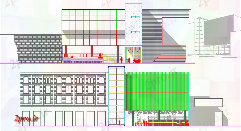 دانلود نقشه دانشگاه ، آموزشکده ، مدرسه ، هنرستان ، خوابگاه - چند طبقه مدرسه رقص پروژه معماری 25 در 46 متر (کد64930)