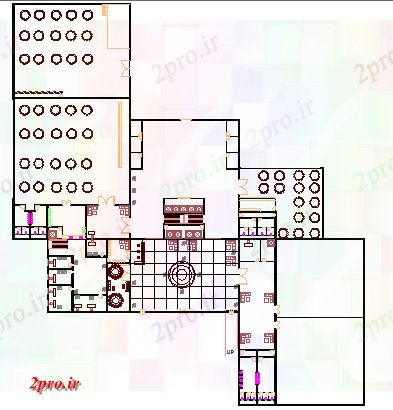 دانلود نقشه هتل - رستوران - اقامتگاه طرحی طبقه دوم چند طبقه هتل 78 در 79 متر (کد64958)