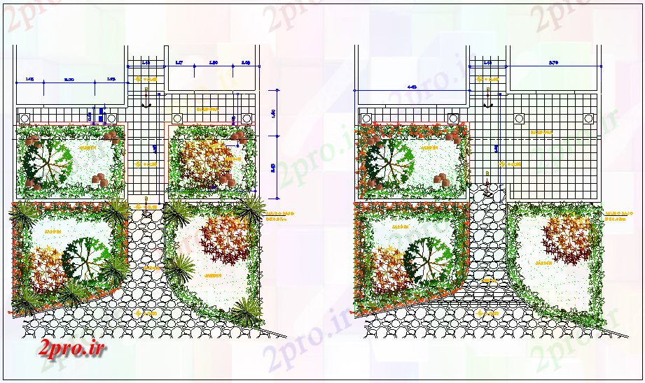 دانلود نقشه باغ محوطه سازی نمای باغ  با بازسازی (کد64965)
