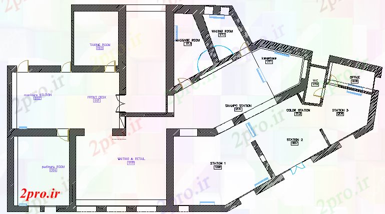 دانلود نقشه سالن سالن شهرستان و مو معماری ایستگاه هنرمند طرح (کد65011)