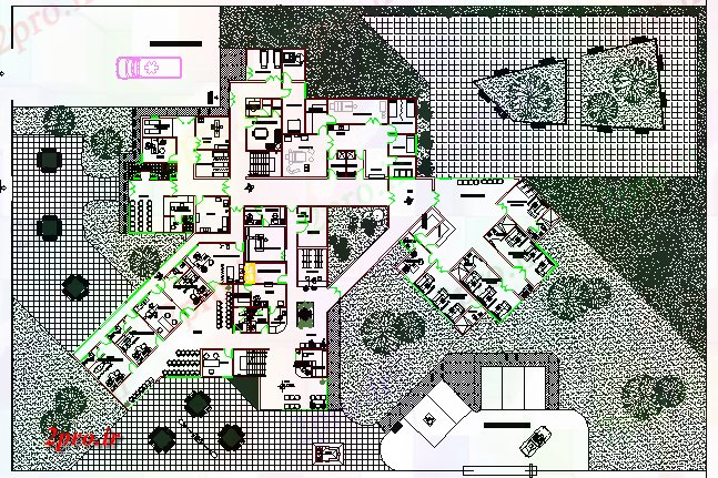 دانلود نقشه بیمارستان - درمانگاه - کلینیک این پروژه معماری شهرستان بیمارستان 31 در 43 متر (کد65013)