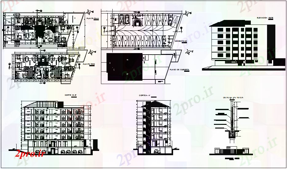 دانلود نقشه مسکونی  ، ویلایی ، آپارتمان  طرحی آپارتمان  ، نما و  فرم (کد65042)