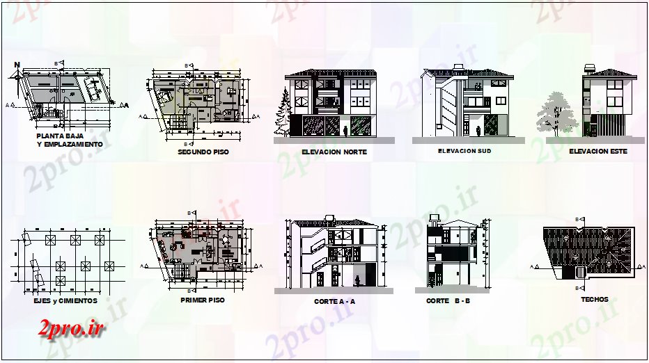 دانلود نقشه مسکونی ، ویلایی ، آپارتمان طرحی طبقه مسکن و بخش 8 در 14 متر (کد65048)