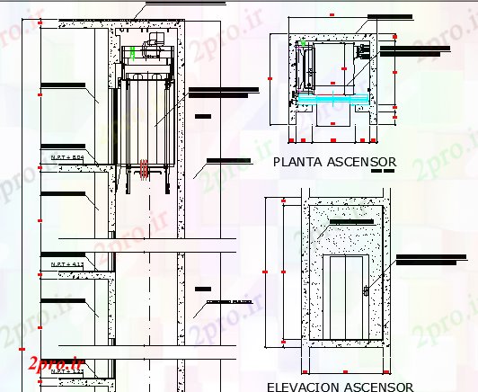 دانلود نقشه  جزئیات آسانسور و    ساخت و ساز  ساخت (کد65056)