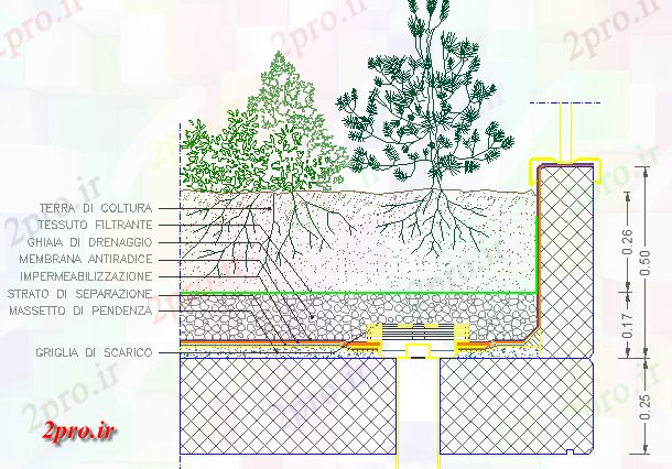 دانلود نقشه باغ معماری گیاه درخت جزئیات (کد65109)