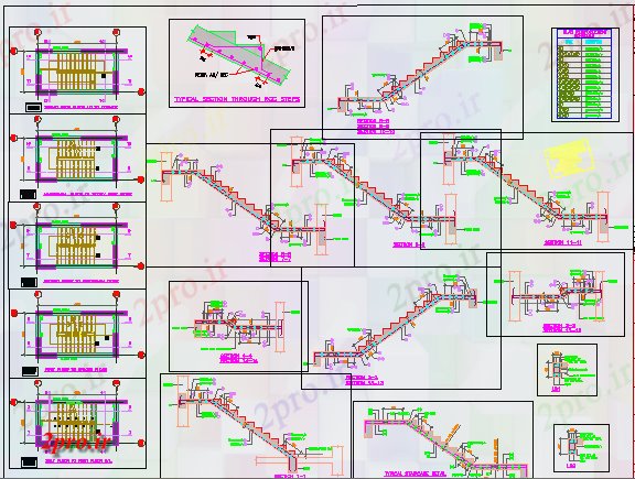 دانلود نقشه جزئیات ساخت و ساز جزئیات سازنده راه پله از ساختمان اداری (کد65122)