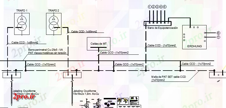 دانلود نقشه معماری نصب و راه اندازی برق زیر زمینی ساخت (کد65124)