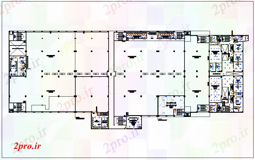 دانلود نقشه کارخانه صنعتی  ، کارگاه طبقه اول طرحی صنعتی  لباس و شلوار جین  (کد65141)