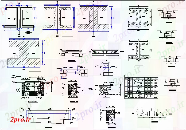 دانلود نقشه جزئیات ساخت و ساز  ساخت و ساز بخش شکل های مختلف   (کد65147)