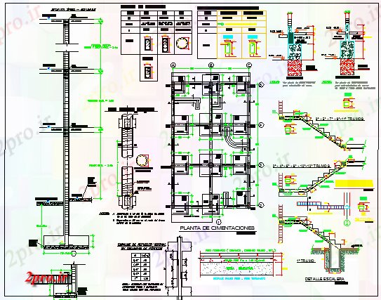 دانلود نقشه جزئیات ساخت و ساز جزئیات ساخت و ساز راه پله با ستون و پرتو جزئیات  (کد65166)