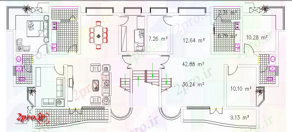 دانلود نقشه مسکونی  ، ویلایی ، آپارتمان  معماری آپارتمان   مسکونی  (کد65216)