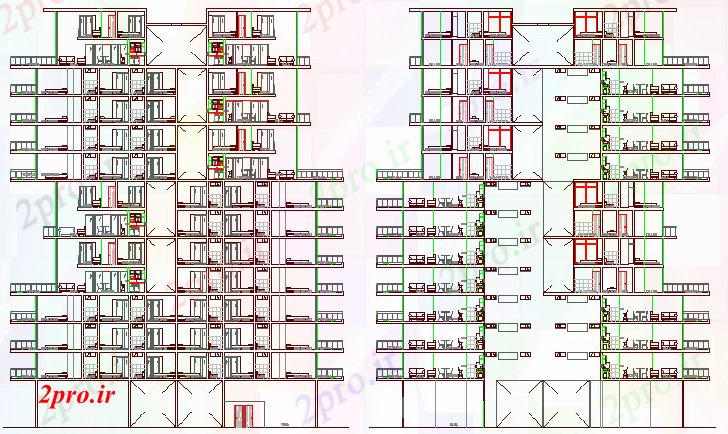 دانلود نقشه مسکونی  ، ویلایی ، آپارتمان  برگشت سمت  فرم مسکن چند خانواده ساخت (کد65223)