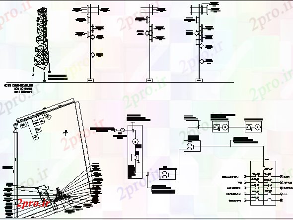 دانلود نقشه معماری جزئیات نصب و راه اندازی برج برقی با افسانه های  شهر (کد65230)