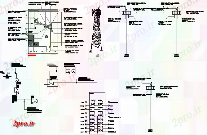 دانلود نقشه معماری نصب و راه اندازی برج معماری کامل پروژه (کد65267)