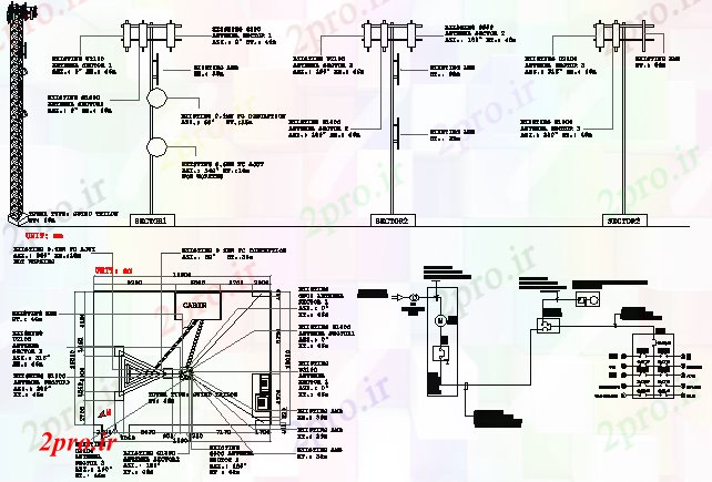 دانلود نقشه معماری جزئیات پروژه معماری برج برق (کد65276)