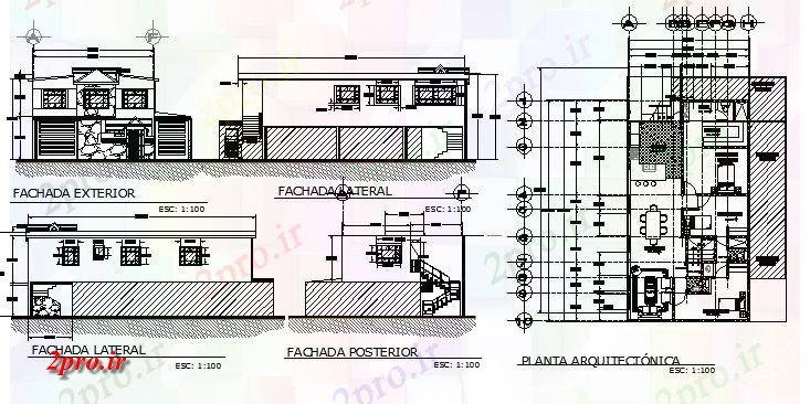 دانلود نقشه مسکونی ، ویلایی ، آپارتمان مسکن خانواده تنها پروژه کامل 8 در 15 متر (کد65320)