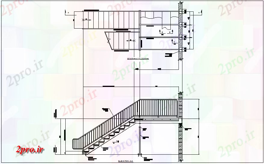 دانلود نقشه جزئیات ساخت و ساز  بخشی از مورد پله دیدگاه ساخت و ساز (کد65344)