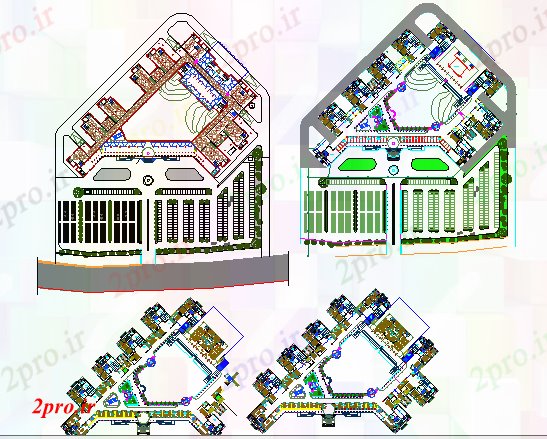 دانلود نقشه ساختمان دولتی ، سازمانی محوطه سازی دادگاه، سایت پلان و طرحی طبقه جزئیات 136 در 183 متر (کد65358)
