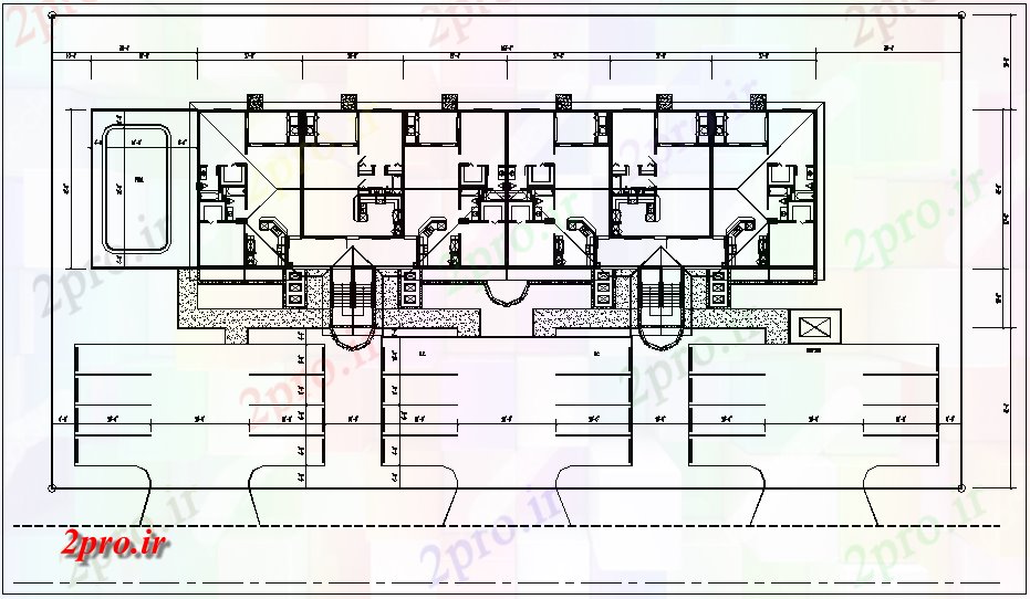 دانلود نقشه مسکونی ، ویلایی ، آپارتمان طرحی سایت از خانه 55 در 195 متر (کد65379)