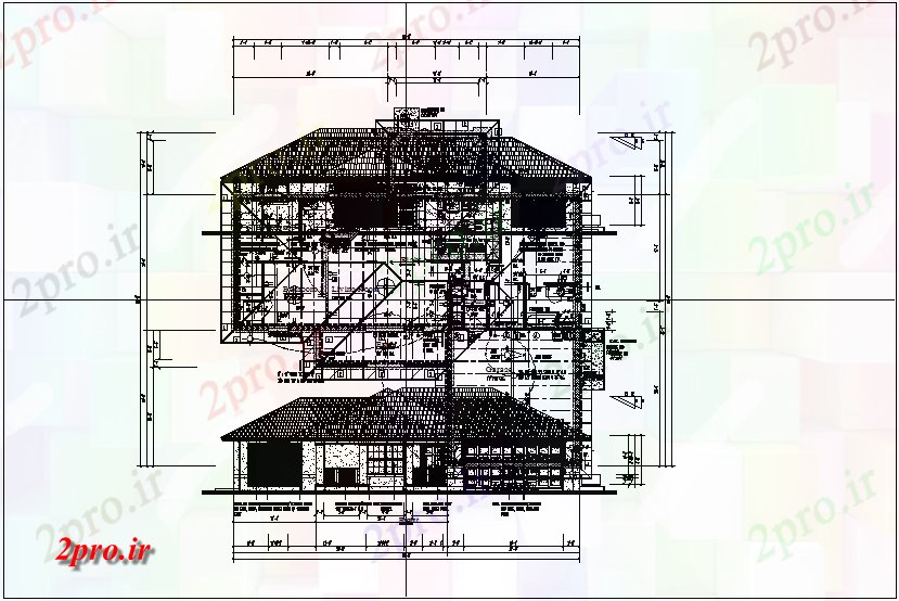 دانلود نقشه مسکونی  ، ویلایی ، آپارتمان  طرحی کف و نمای جلوی خانه (کد65389)