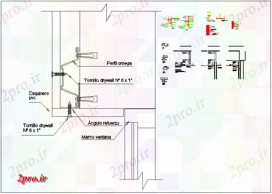 دانلود نقشه جزئیات ساختار سردر بالا بخش درب  (کد65393)