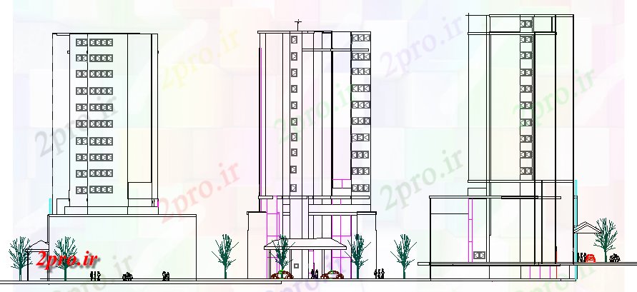 دانلود نقشه مسکونی  ، ویلایی ، آپارتمان  جلو، عقب و به طرف مسکن مسکونی ساخت (کد65417)