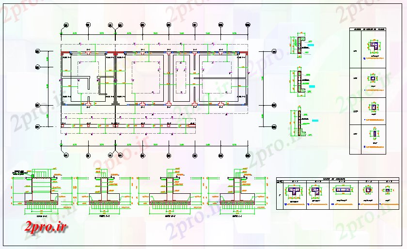 دانلود نقشه پلان مقطعی ساختار جزئیات درباره پرتو و ستون  (کد65462)