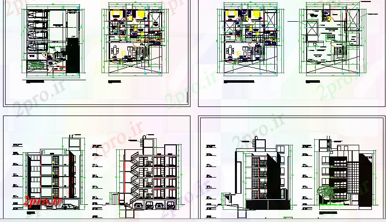 دانلود نقشه مسکونی  ، ویلایی ، آپارتمان  چند طبقه و چند خانواده مسکن آپارتمان   پروژه معماری  (کد65495)