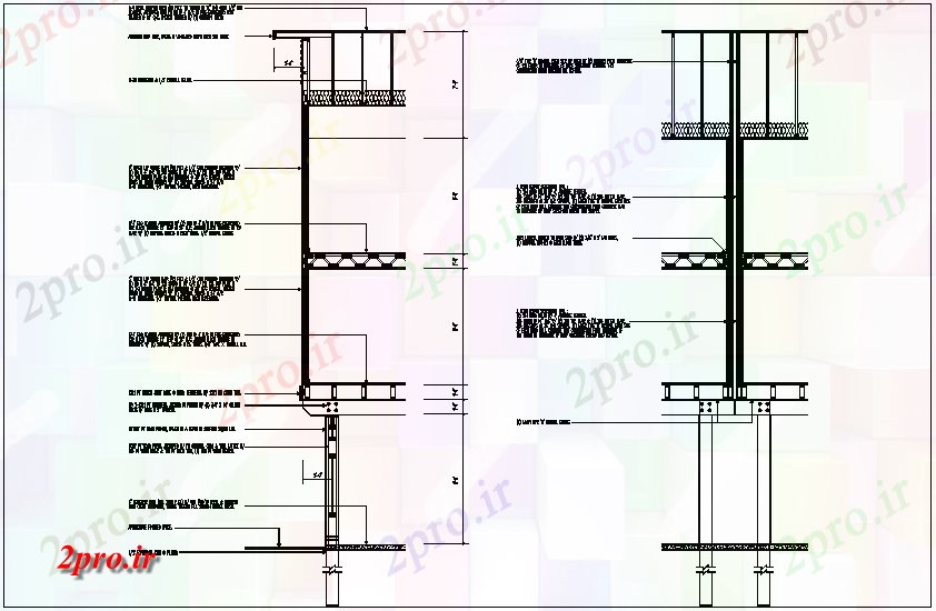 دانلود نقشه جزئیات ساختار نظر طراحی سازه خرپا و  دیوار (کد65512)