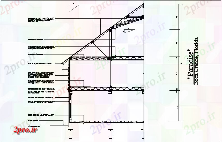 دانلود نقشه جزئیات ساختار  بخش از خرپا و کف با جزئیات ساختاری (کد65519)