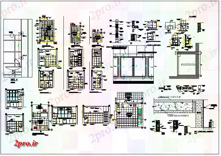 دانلود نقشه آشپزخانه آشپزخانه و طرحی اتاق شستشو، طراحی نمای طراحی در جزئیات (کد65532)