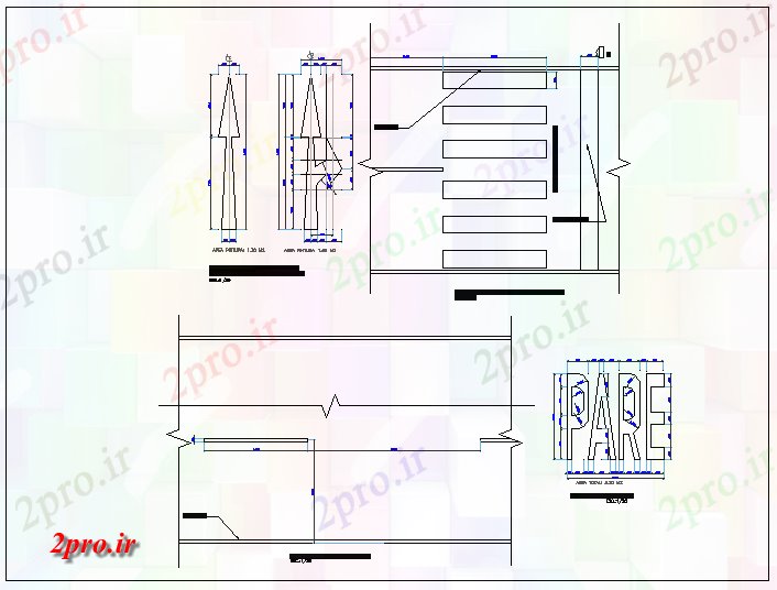 دانلود نقشه جزئیات ساخت و ساز ساختار جاده و عبور از طرحی جزئیات (کد65540)