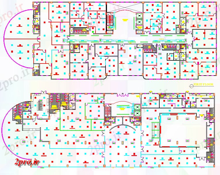 دانلود نقشه ساختمان مرتفعطرحی مسکن چیدمان 30 در 88 متر (کد65589)
