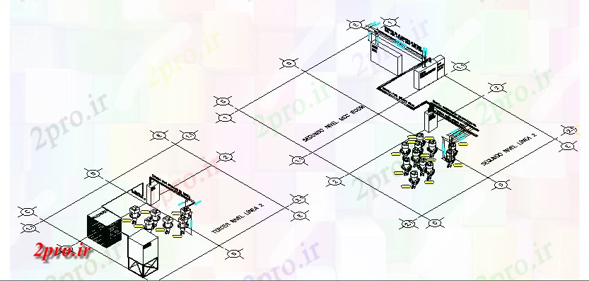 دانلود نقشه کارخانه صنعتی  ، کارگاه نمای ایزومتریک ماشین آلات طرحی صنعتی  جزئیات (کد65596)