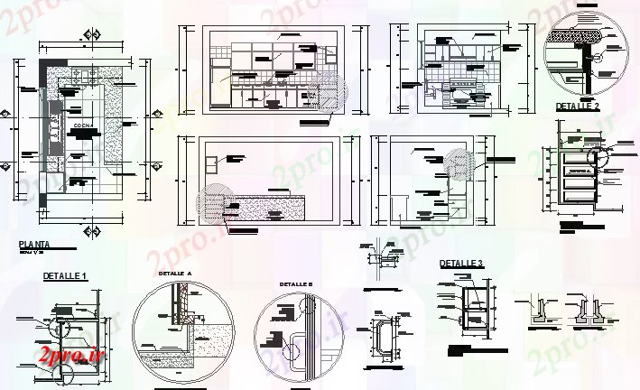 دانلود نقشه آشپزخانه آشپزخانه جزئیات سازنده مسکن ساخت و ساز (کد65606)