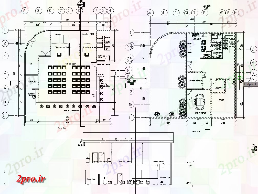 دانلود نقشه ساختمان دولتی ، سازمانی دولت طرحی دادگاه 14 در 14 متر (کد65632)