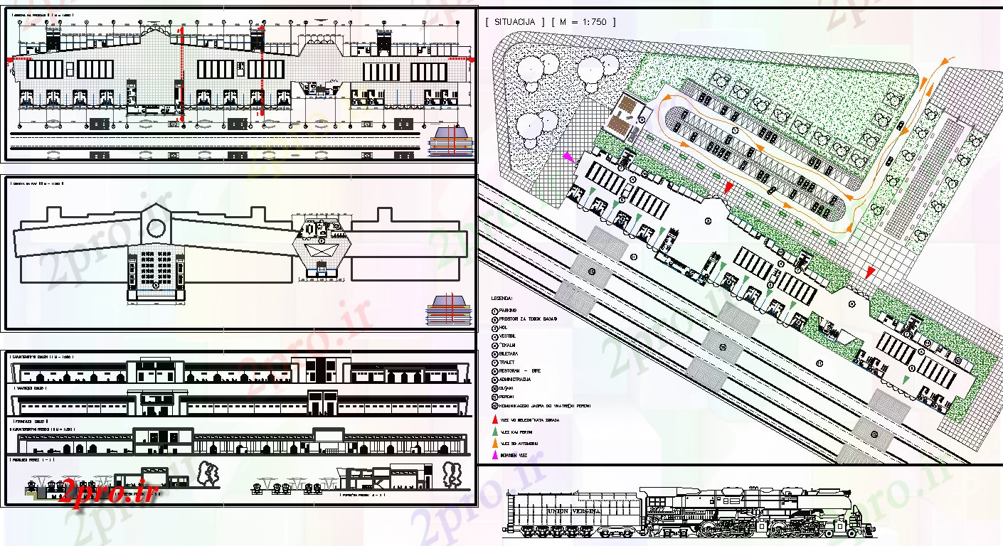 دانلود نقشه ساختمان دولتی ، سازمانی ایستگاه راه آهن پروژه 27 در 206 متر (کد65634)
