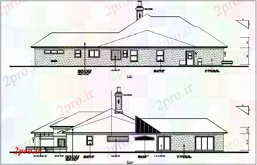 دانلود نقشه مسکونی  ، ویلایی ، آپارتمان  درب و پنجره  در سمت چپ و ر از خانه (کد65668)