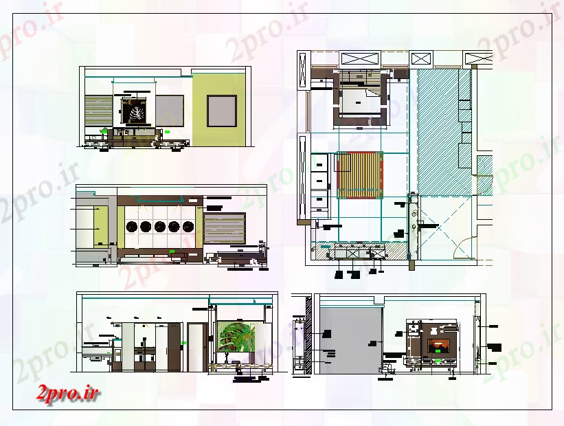 دانلود نقشه اتاق خواب مستر دار طراحی اد تخت اتاق 22 در 23 متر (کد65680)