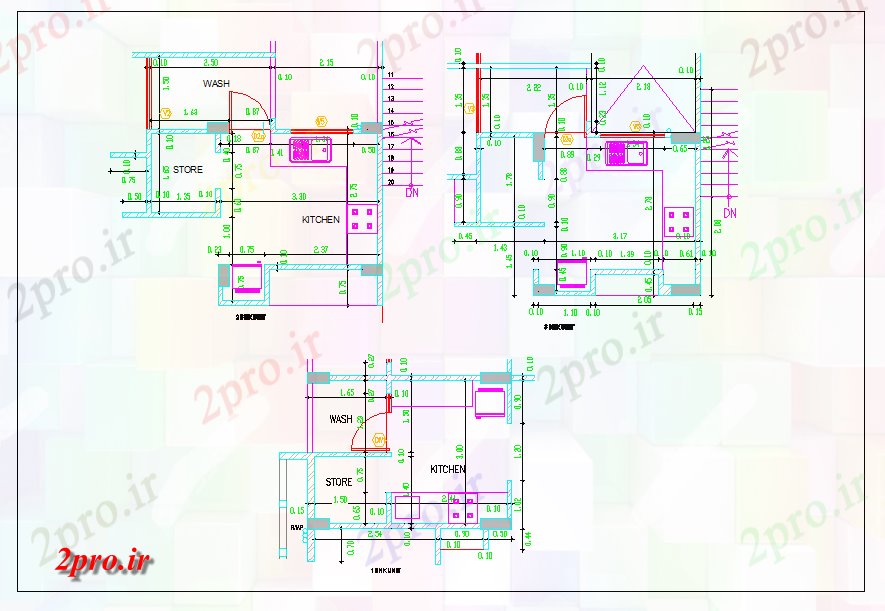 دانلود نقشه آشپزخانه طرحی آشپزخانه مسکونی و طراحی طرحی جزئیات (کد65681)