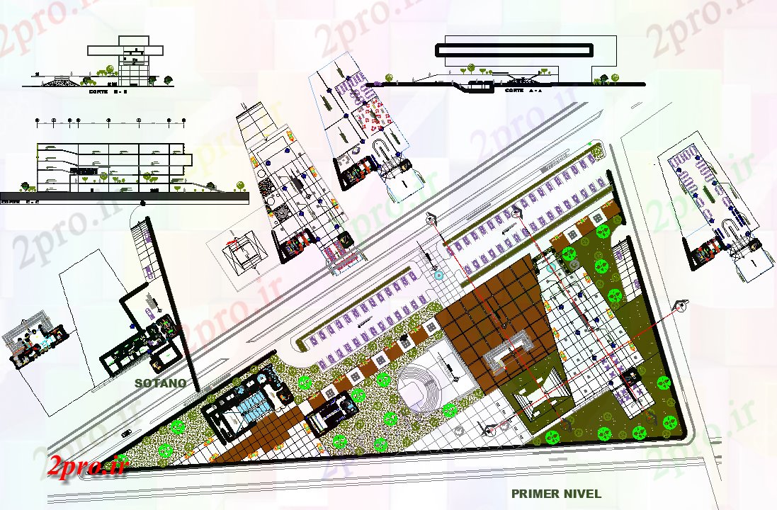 دانلود نقشه ساختمان دولتی ، سازمانی دولت پروژه شهری 148 در 300 متر (کد65721)