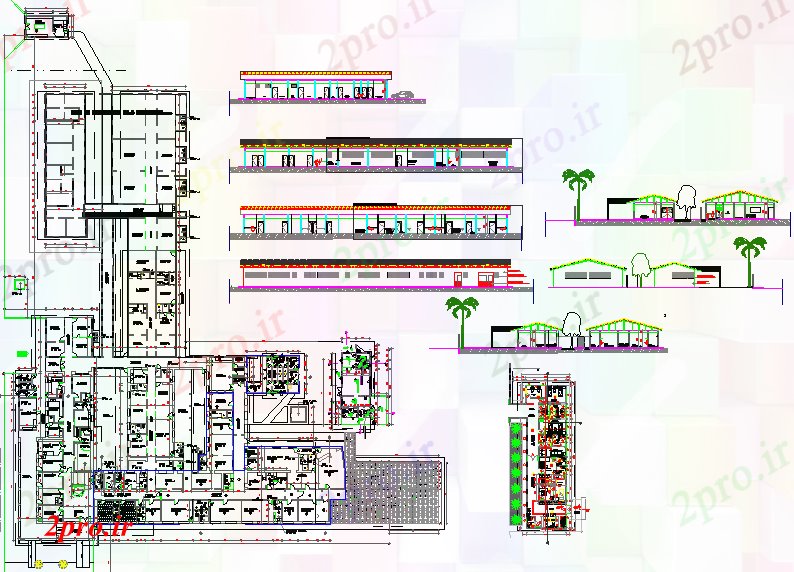 دانلود نقشه بیمارستان - درمانگاه - کلینیک بیمارستان معماری پروژه 79 در 87 متر (کد65723)